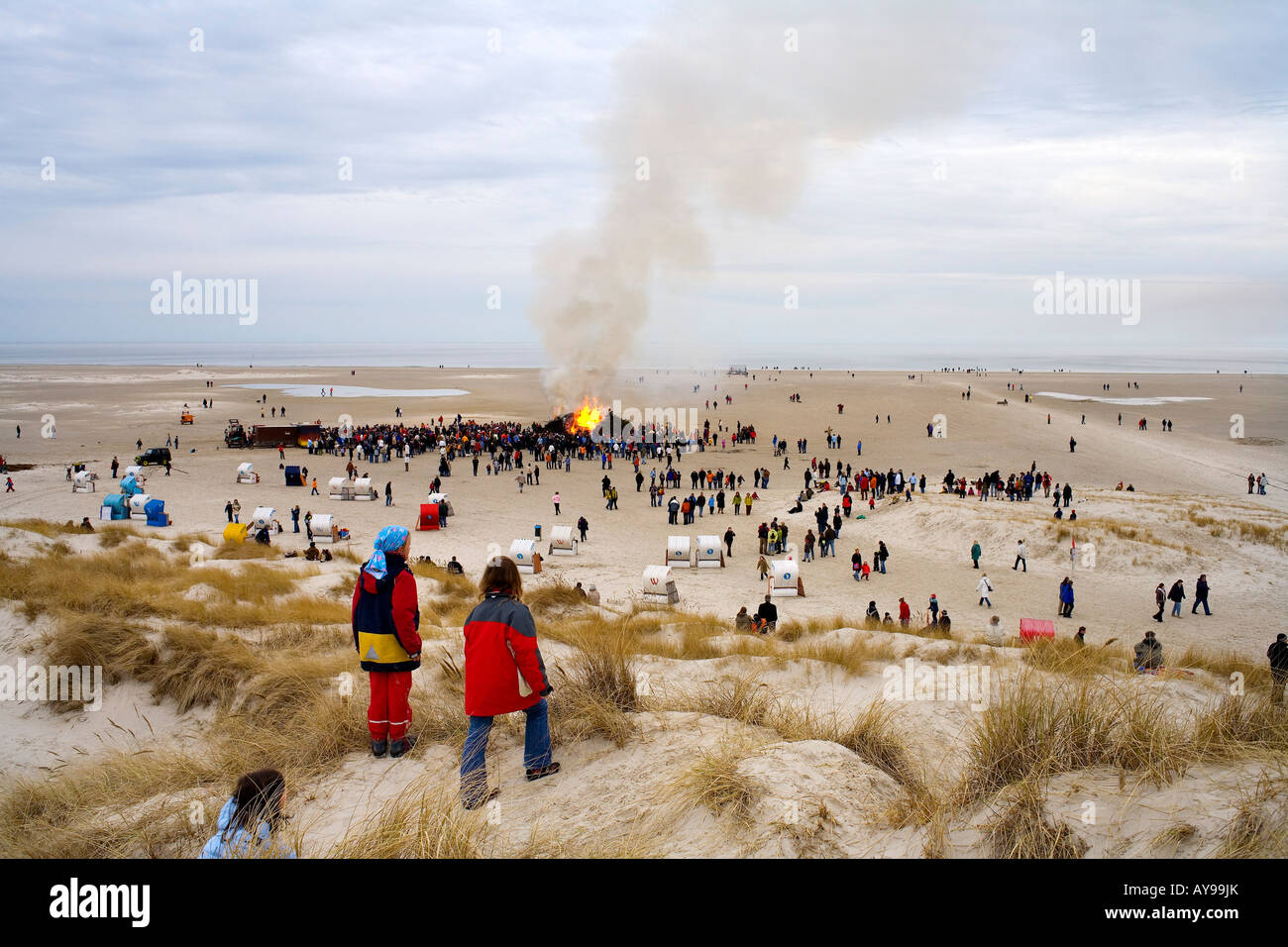 Easter fire, Amrum, North Frisia, Schleswig-Holstein, Germany Stock Photo