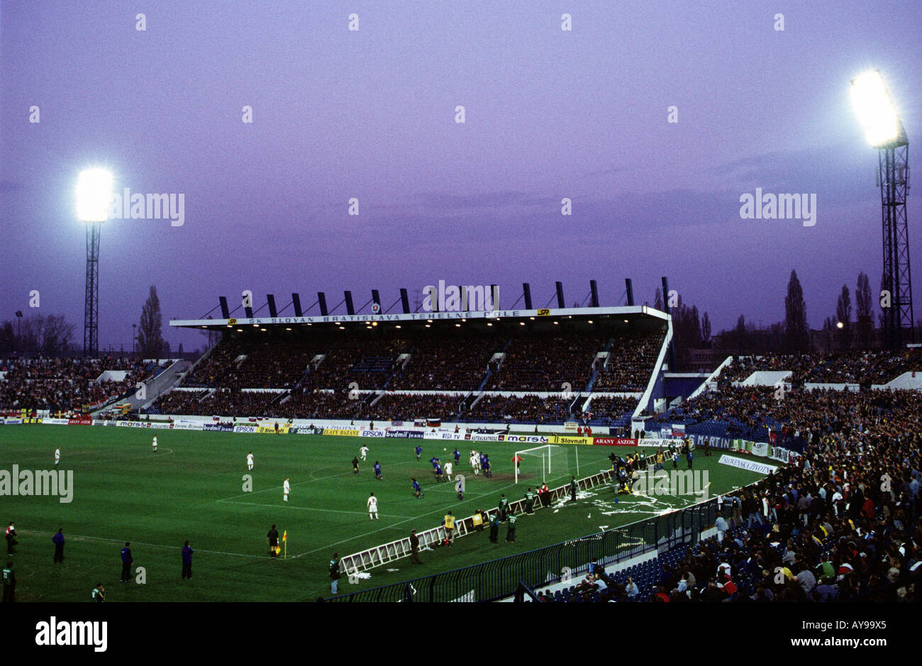 International football match between Slovakia and Hungary at Tehelne Pole Stadium, Bratislava. Stock Photo
