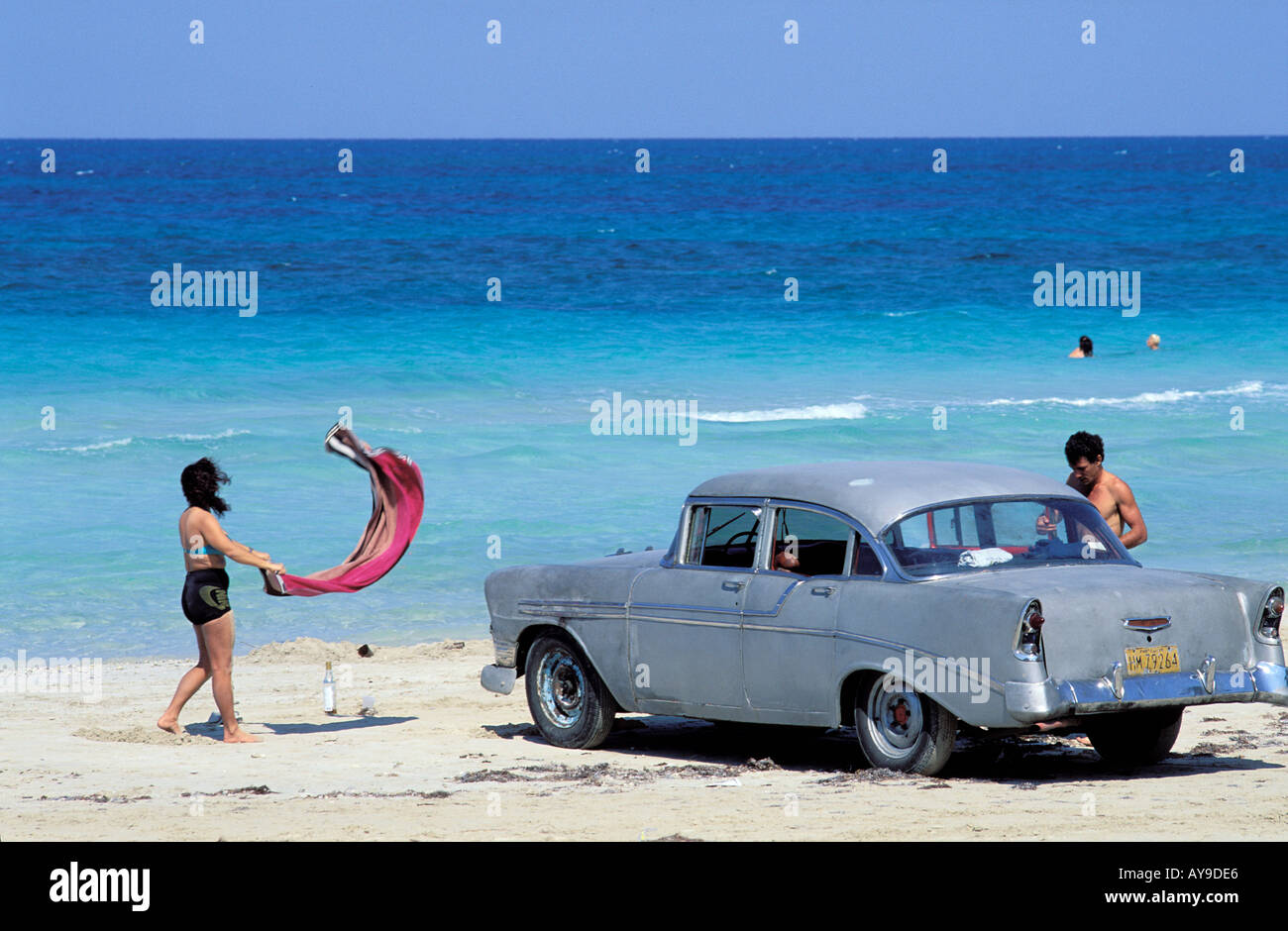 American car Guanabo beach of the East Havana Cuba Central America Stock Photo Alamy