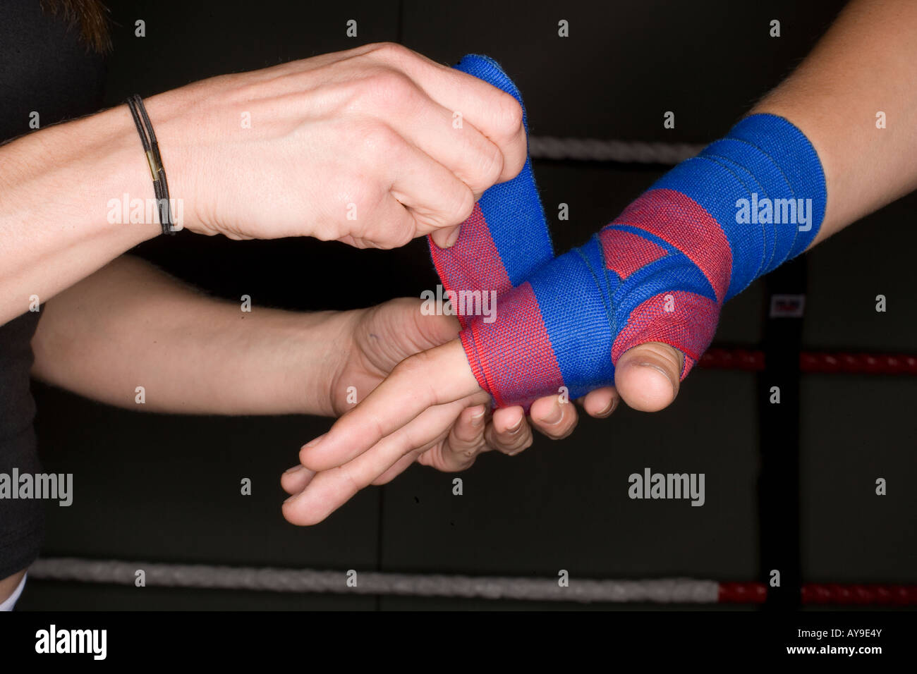 Preparing boxers hands for a fight Stock Photo Alamy