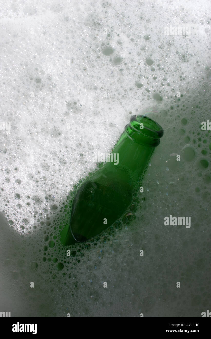 glass bottle in kitchen sink Stock Photo Alamy