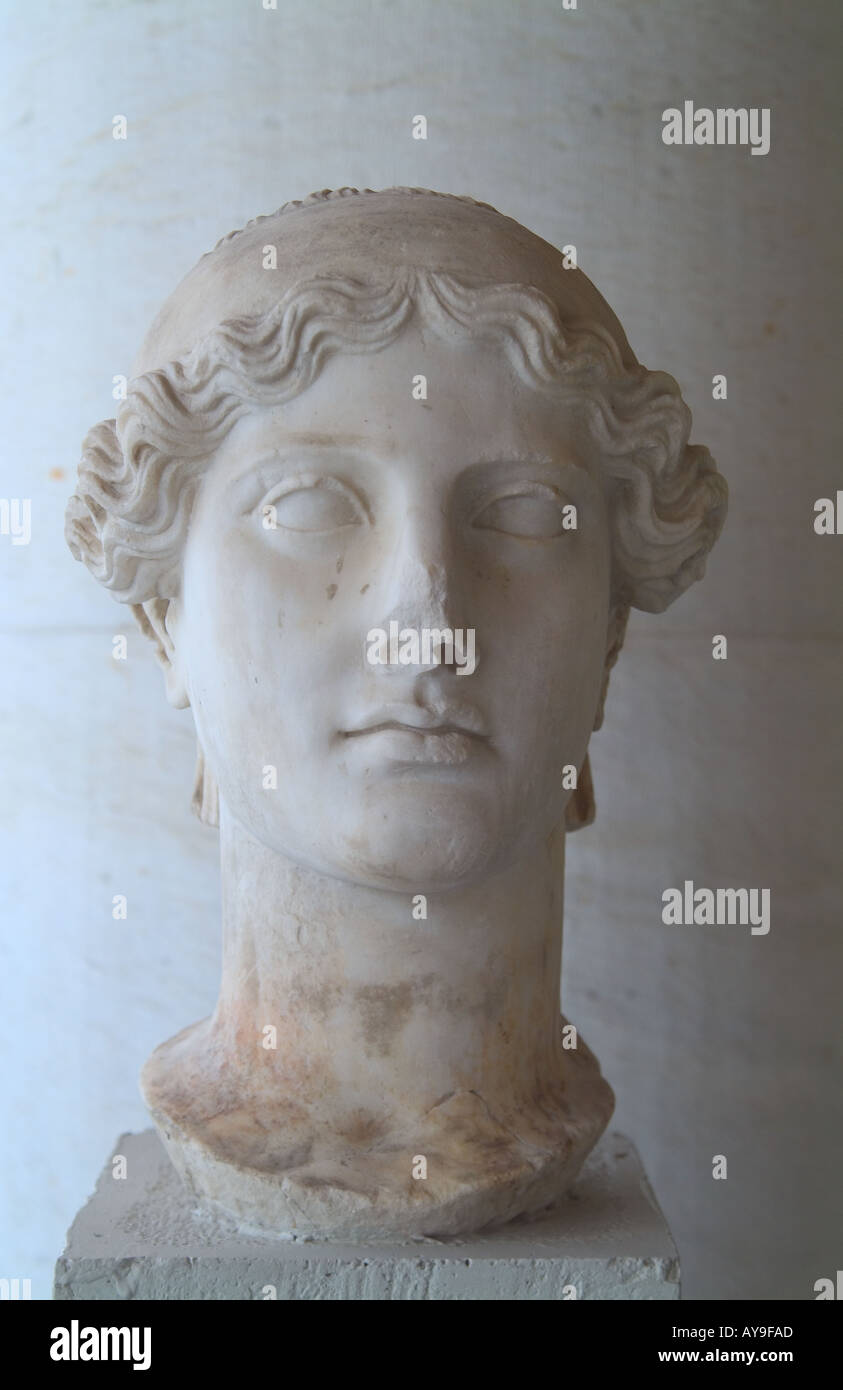 Greece Athens Bust of Emperor Hadrian Stock Photo