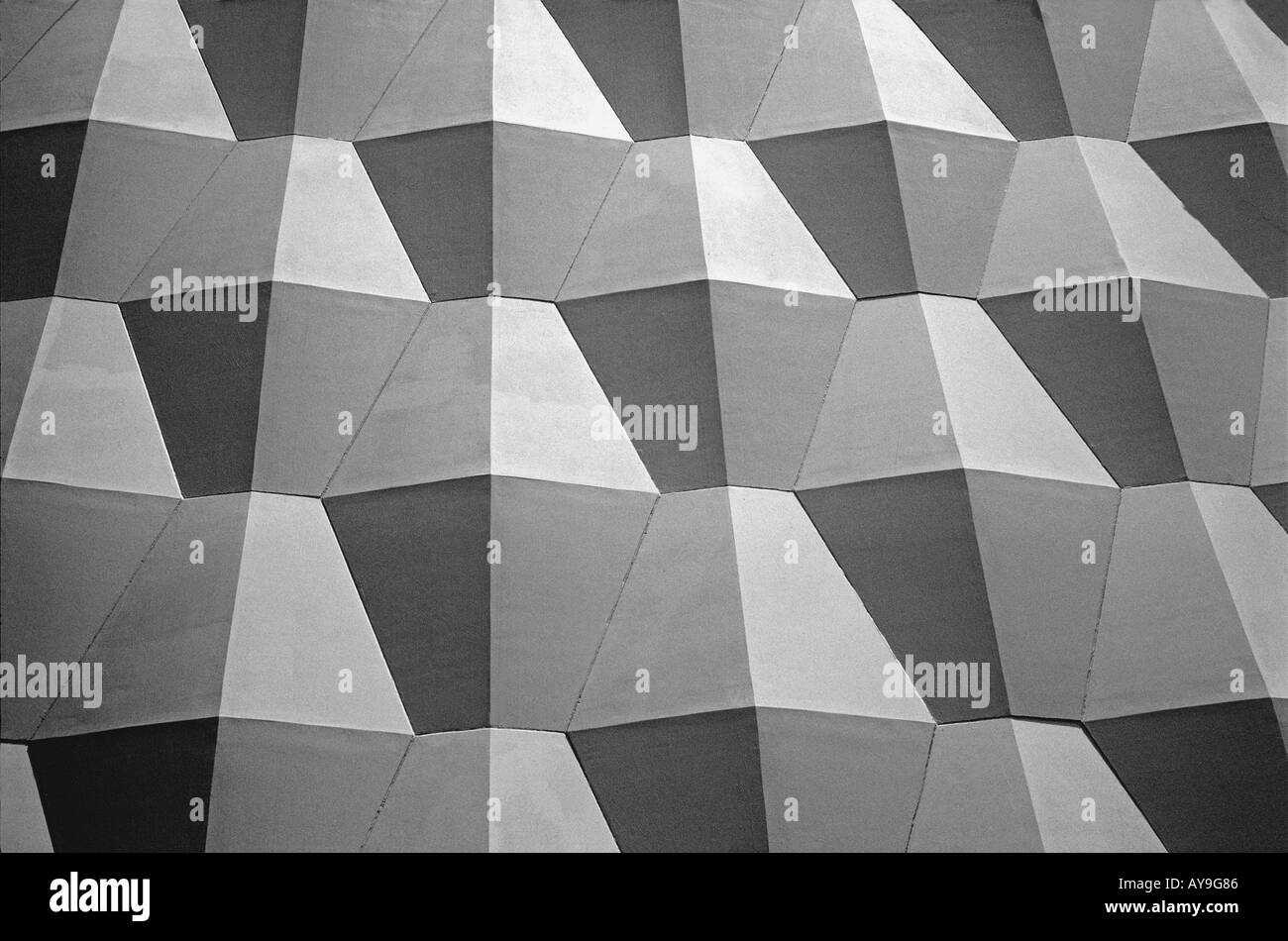 Close up abstract view of pattern on architectural building  horizontal Santa Monica convention center Stock Photo