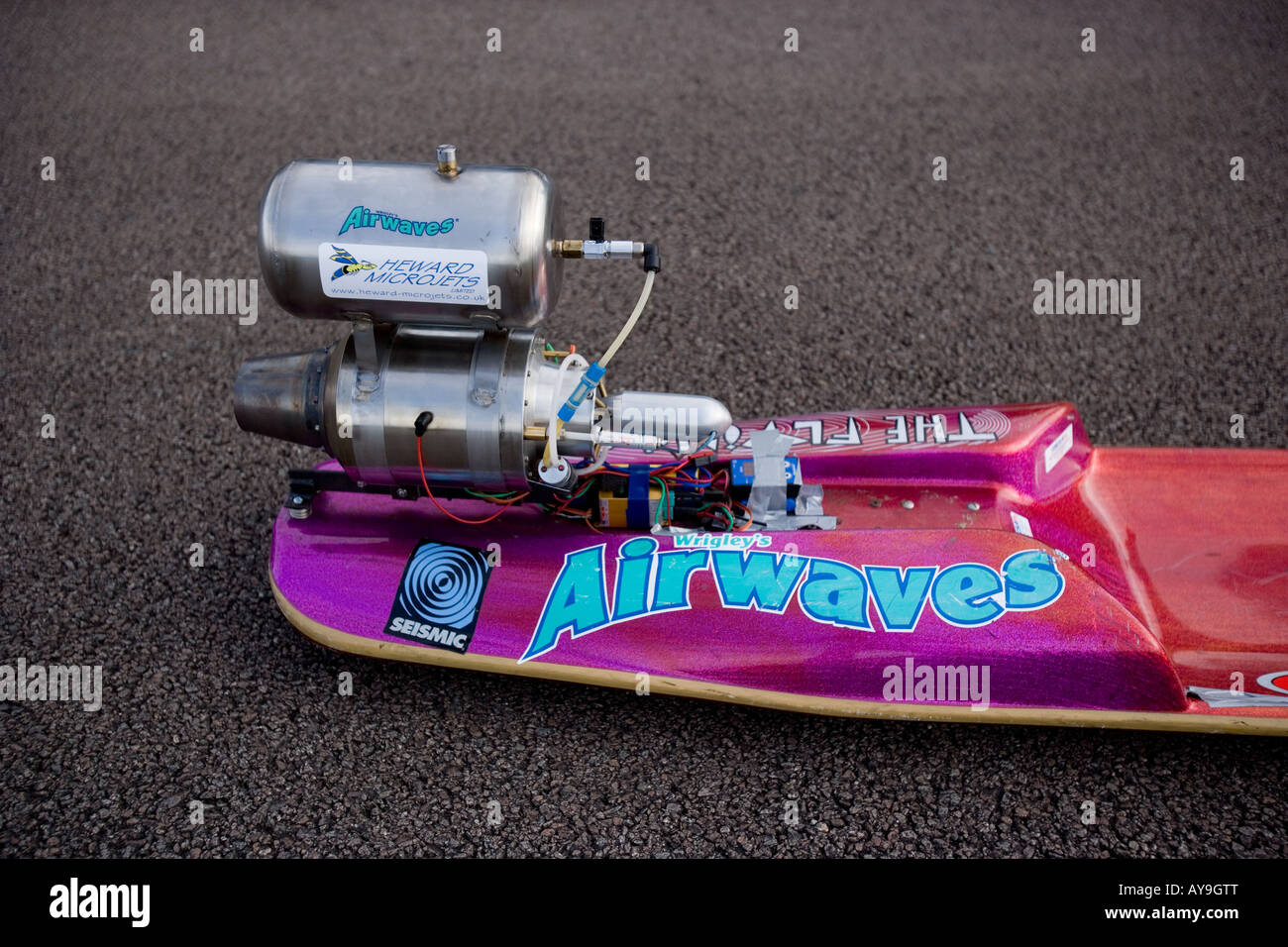 Jet powered street luge, close up Stock Photo