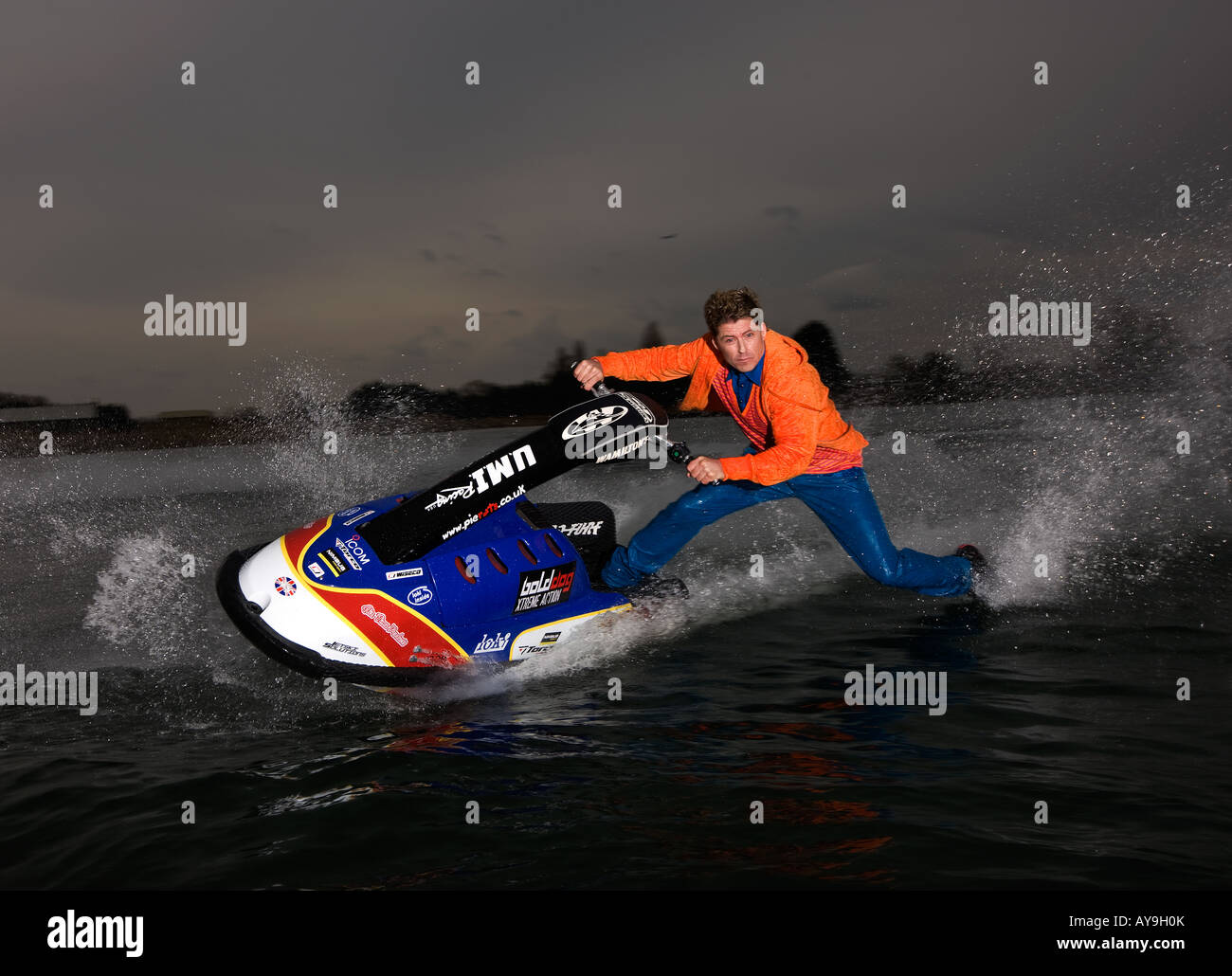 Jet skiing action, balance and speed Stock Photo