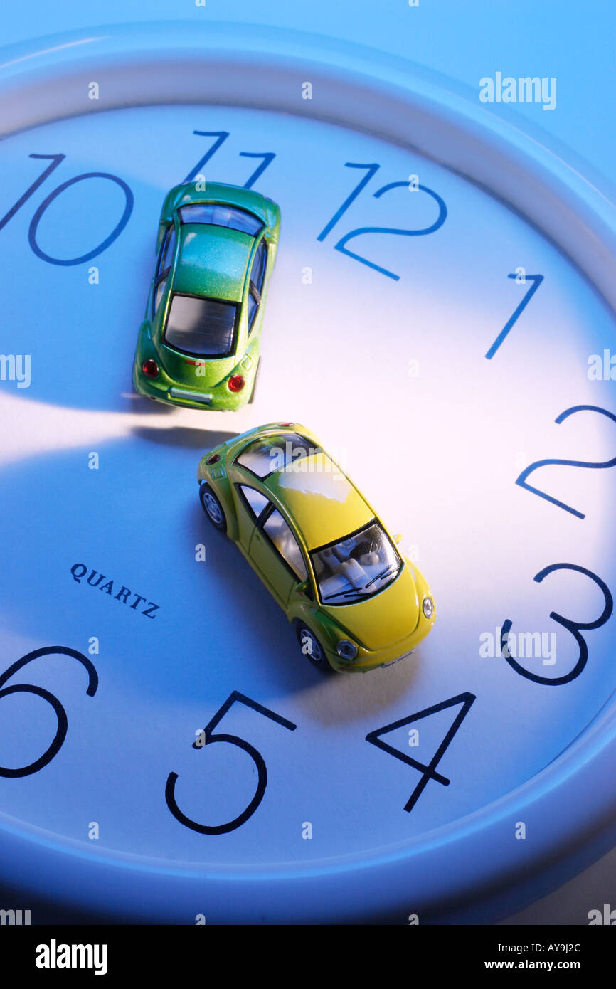 Miniature Cars on Wall Clock Stock Photo Alamy