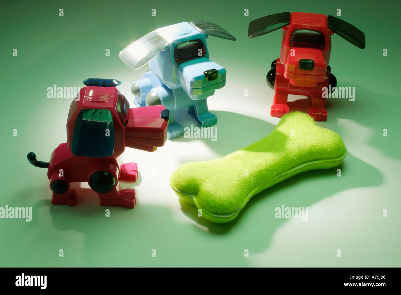 Toy Robot Dogs with Plastic Bone Stock Photo Alamy
