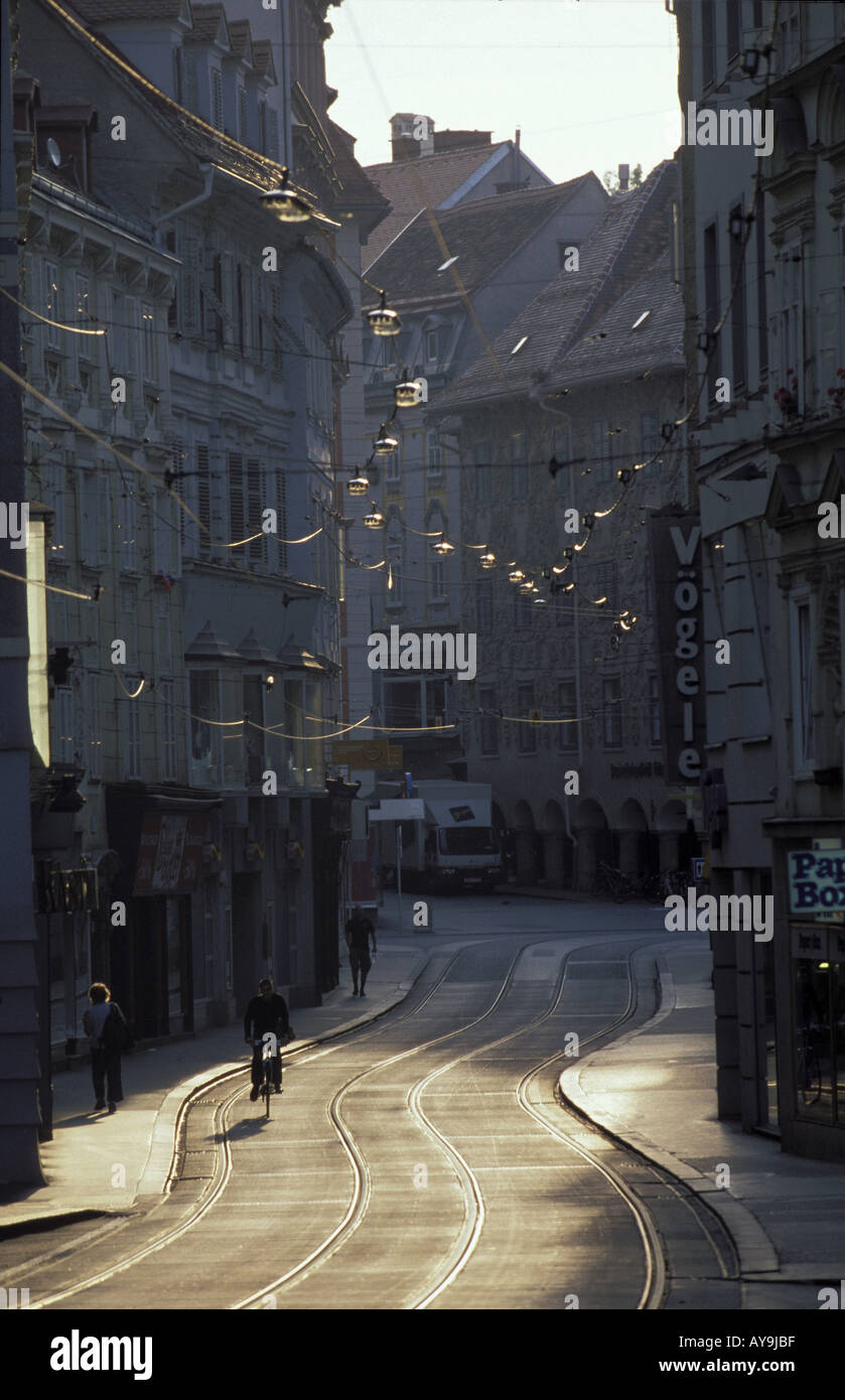 Graz Murgasse im Morgenlicht Stock Photo