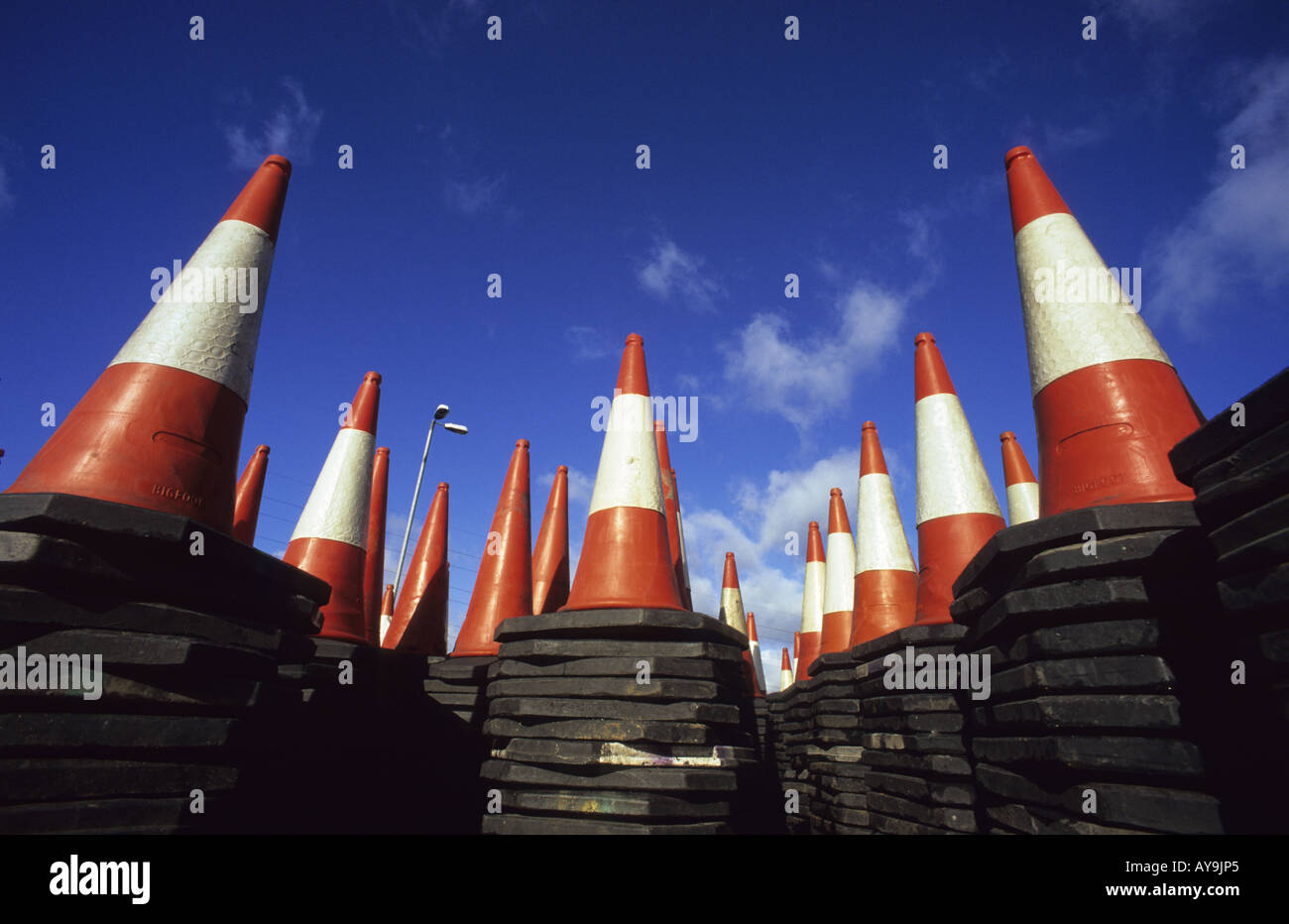 giant mound of cones on construction site of A1/M1 motorway upgrade