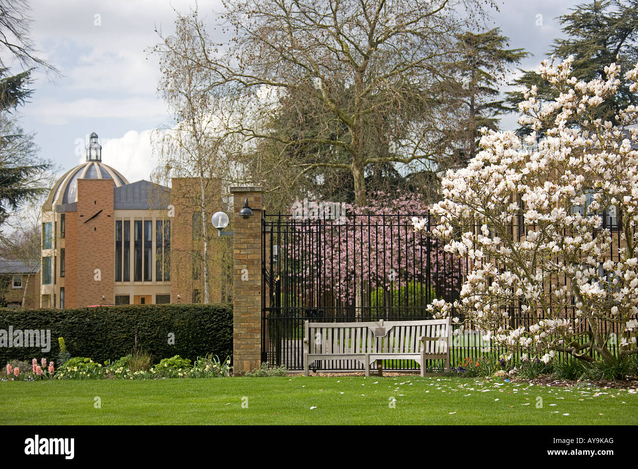Wolfson College in the spring. Cambridgeshire. East Anglia. UK. Stock Photo