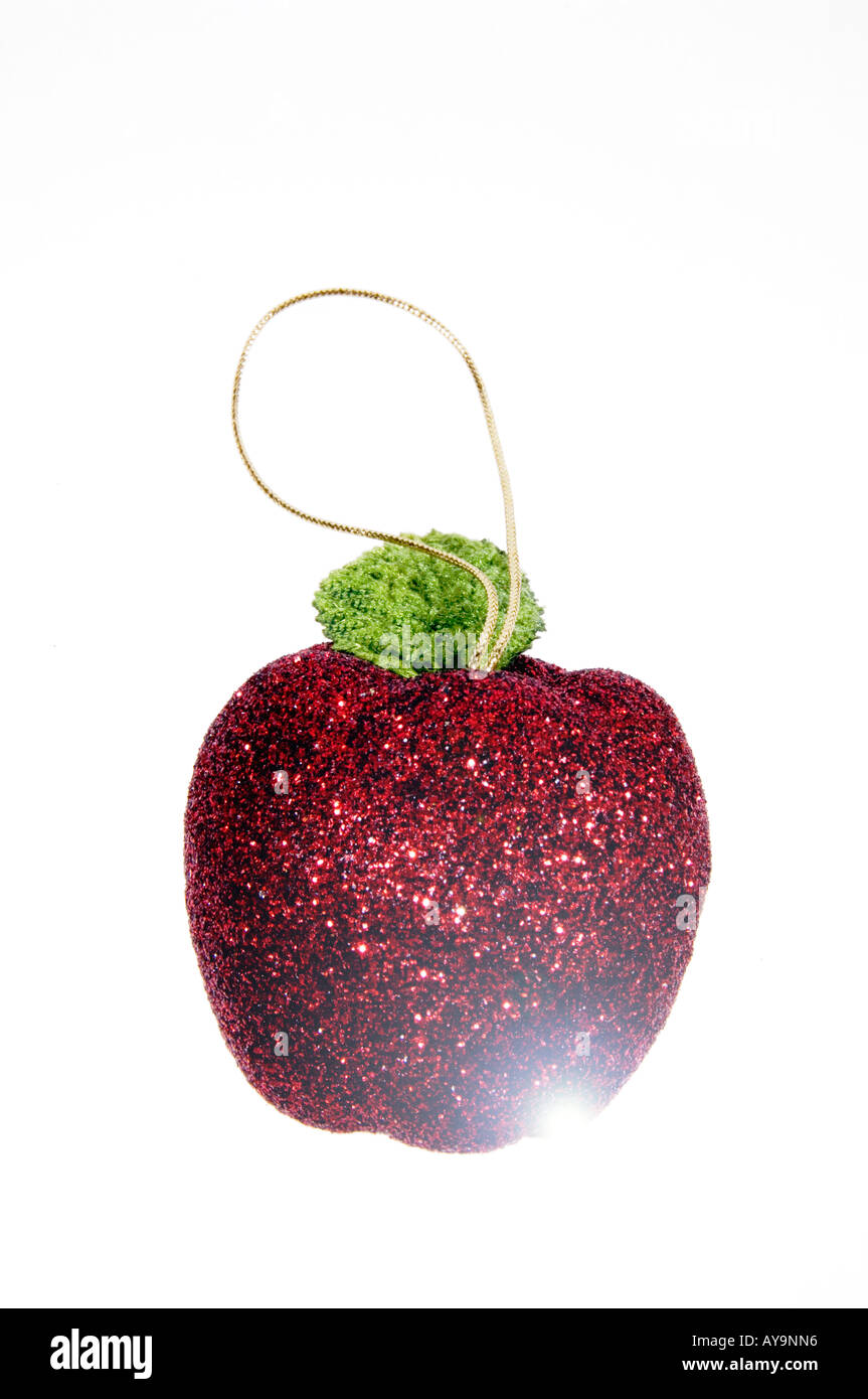 Wine Red apple-shaped Christmas tree decoration Stock Photo