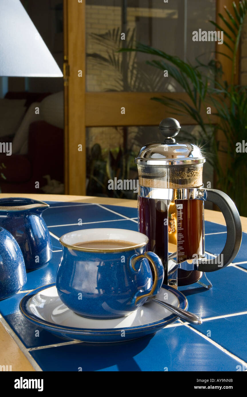 A cup of coffee with cafetiere Stock Photo