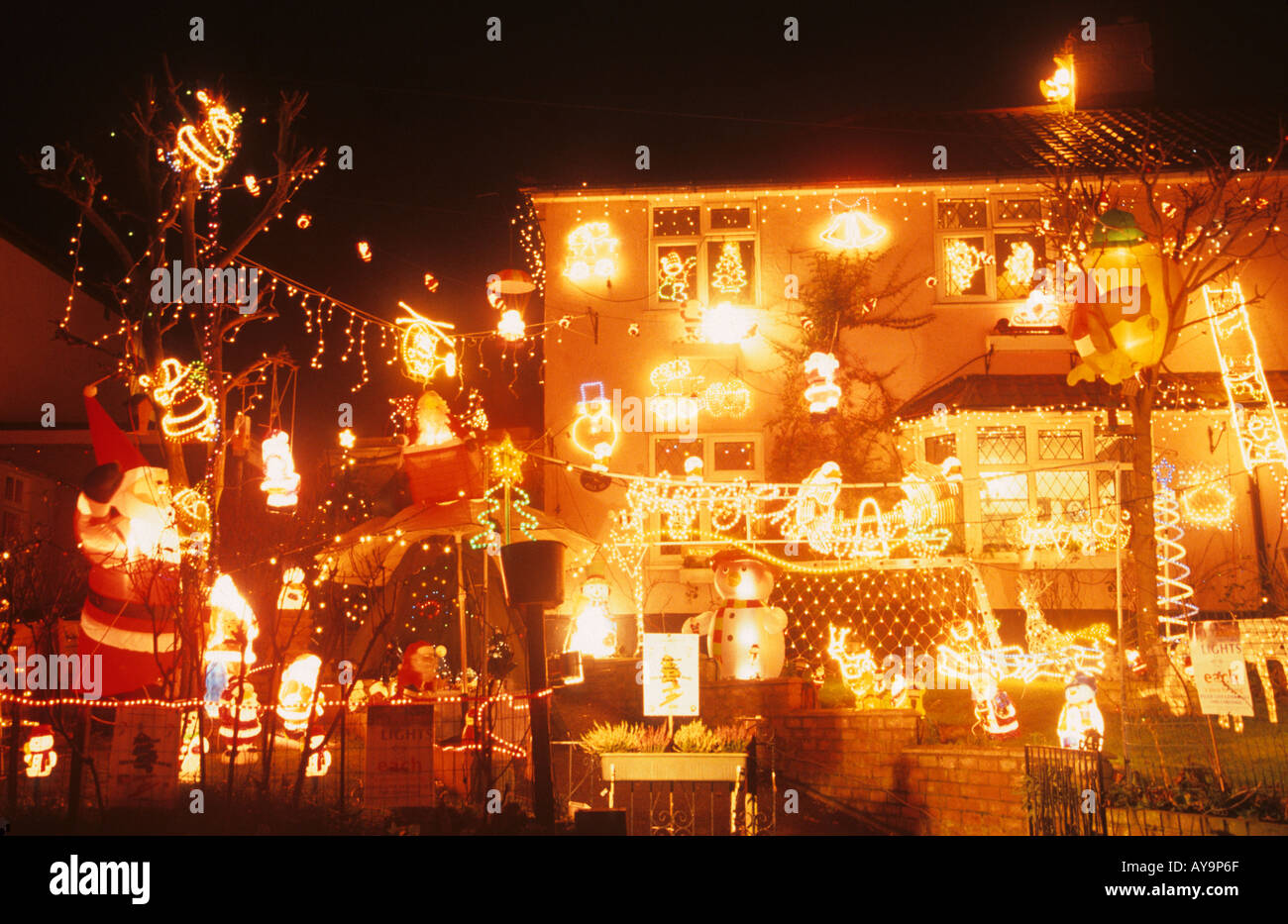 Christmas lights private house in Woodbridge Suffolk Stock Photo Alamy