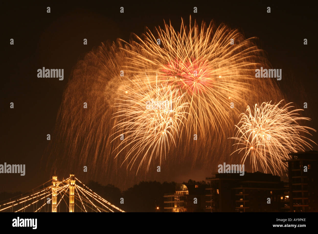 Firework display 5th November Battersea bridge London Stock Photo