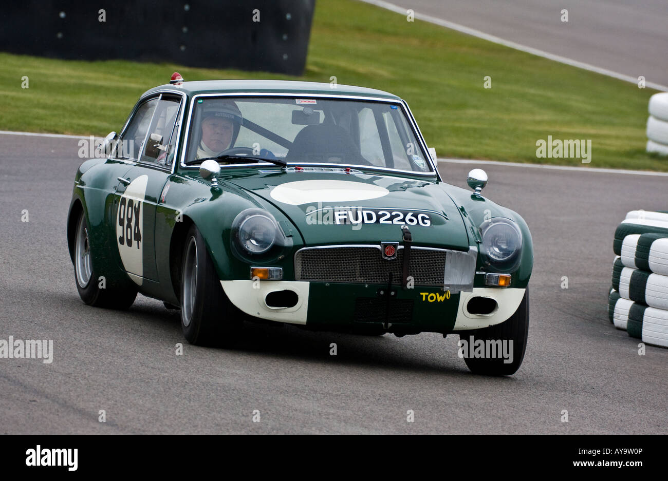 1969 MGC GT Sebring driven by Barrie Williams at the GRRC Sprint at Goodwood, Sussex, UK. Stock Photo
