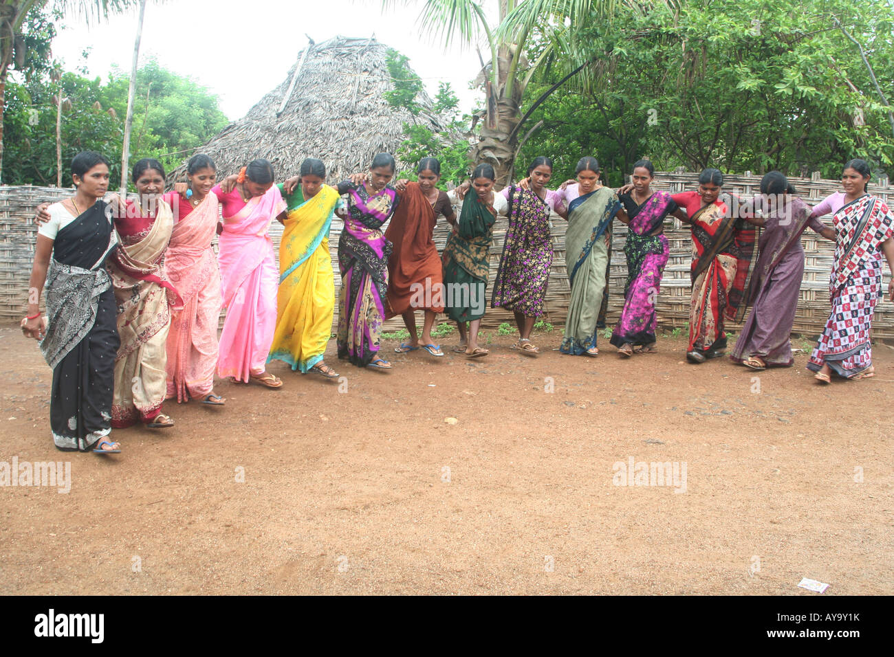 Koya tribal women performing Laya dance Kuturu village Stock Photo