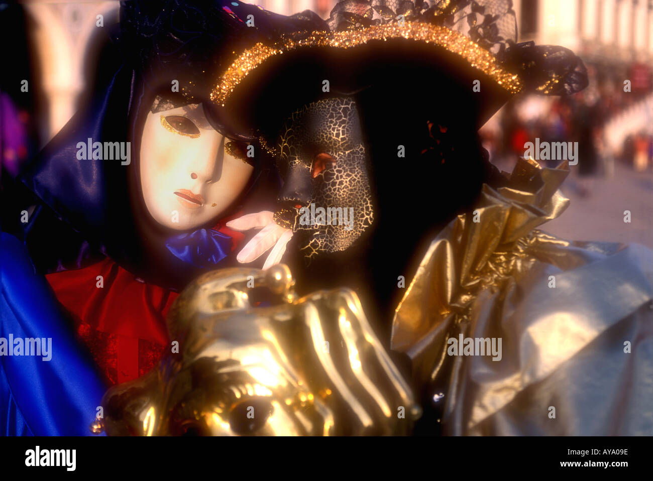 Two visitors in costume at the Venice Carnival Italy Stock Photo - Alamy