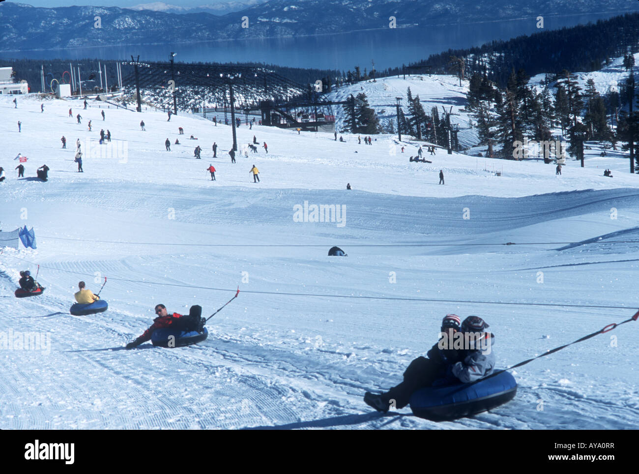 Skilift on learner slopes in Squaw Valley ski resort, California, USA