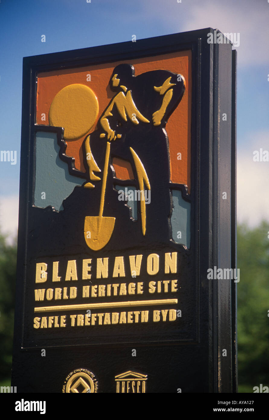 Unesco World Heritage Site sign Blaenavon 48930DA  Stock Photo