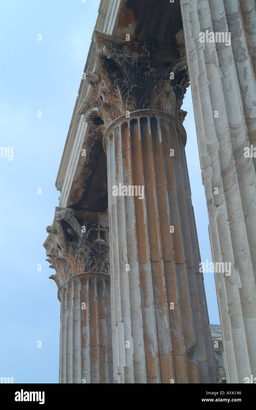Greece Athens Temple of Zeus Column Detail Stock Photo