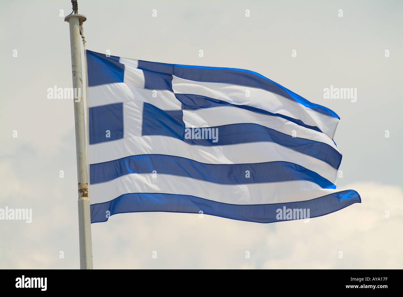 Greece Athens National Flag Stock Photo