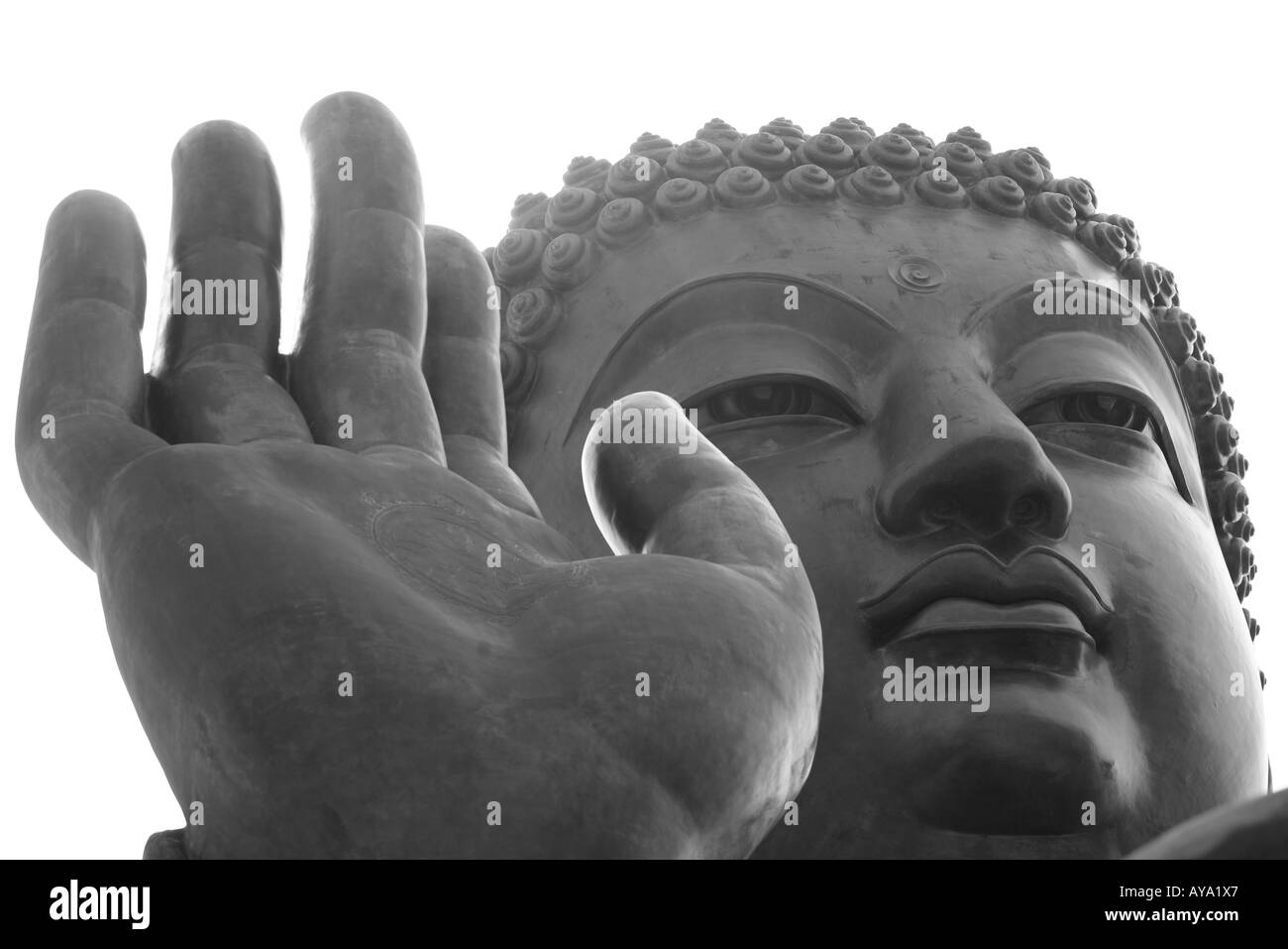 Asia Peoples Republic of China Hong Kong Tian Tan Buddha Statue at Po Lin Monastery on Lantau Island Stock Photo