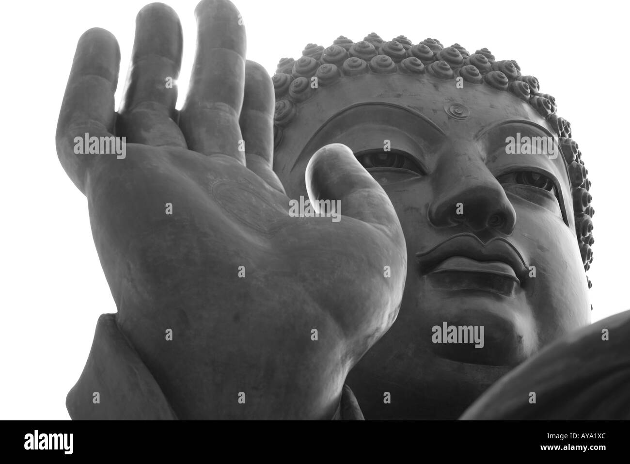 Asia Peoples Republic of China Hong Kong Tian Tan Buddha Statue at Po Lin Monastery on Lantau Island Stock Photo