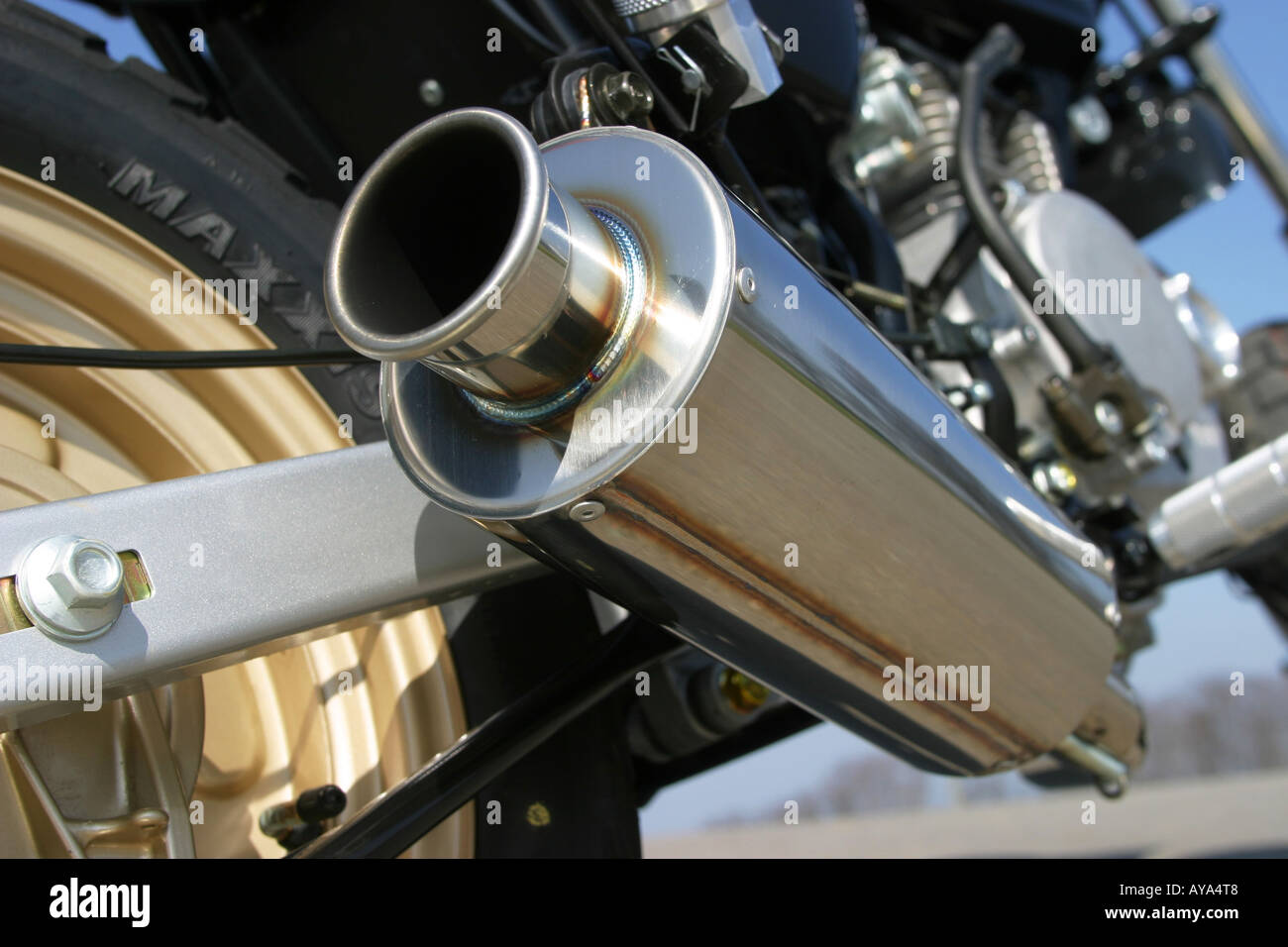 Exhaust of a motor cycle Stock Photo