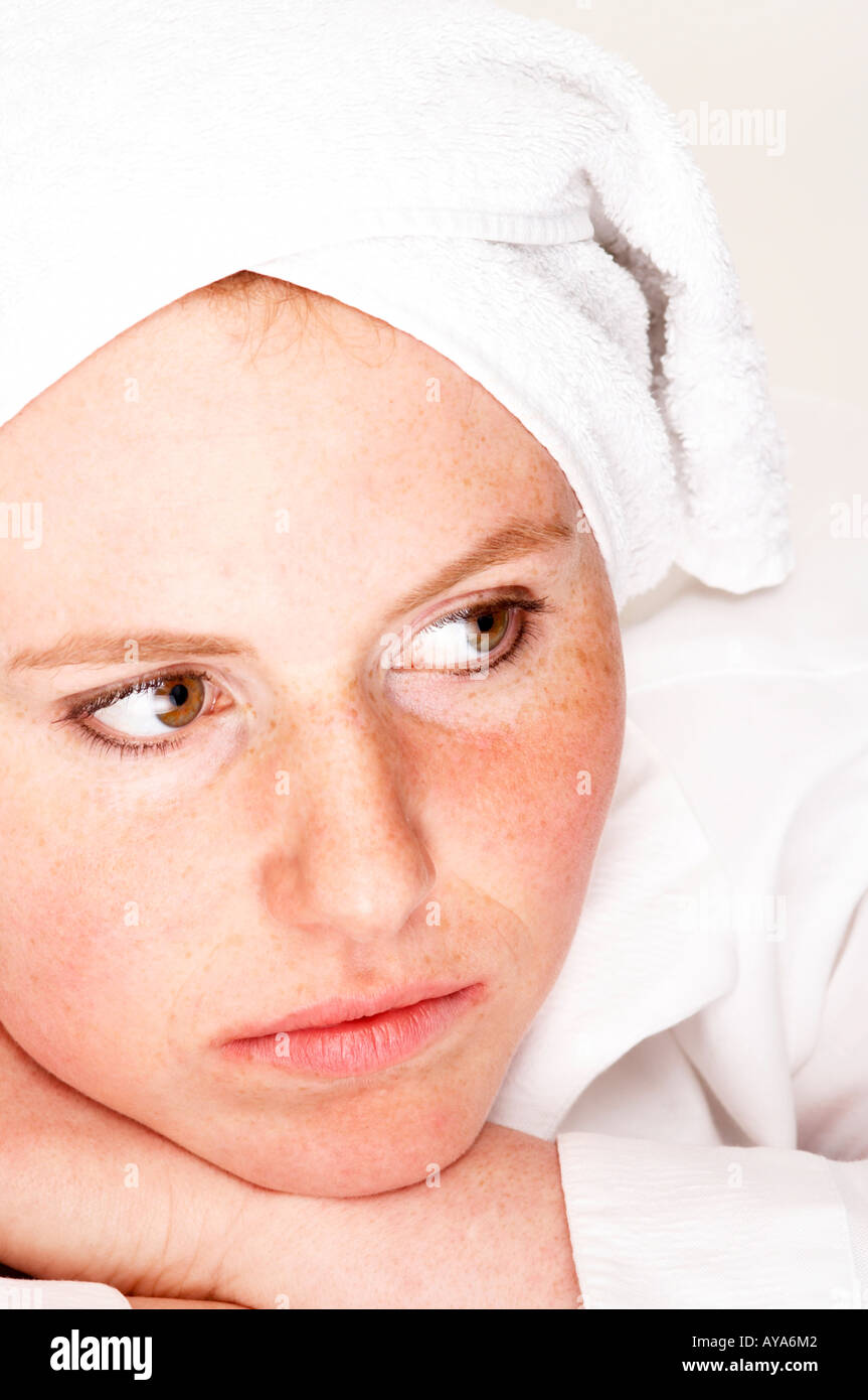 Young woman relaxed after shower Stock Photo Alamy