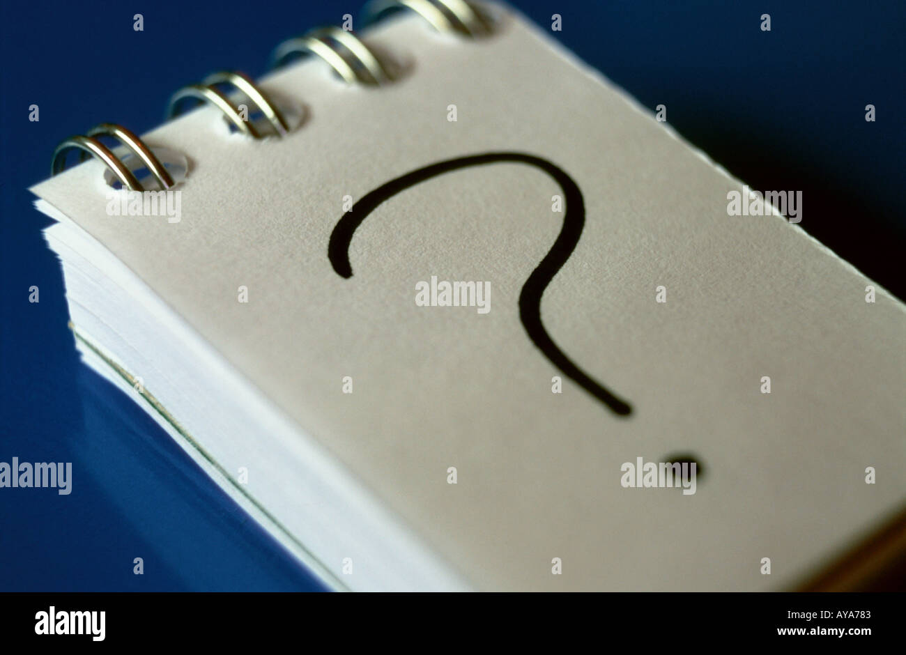 question mark on a mini pad Stock Photo - Alamy