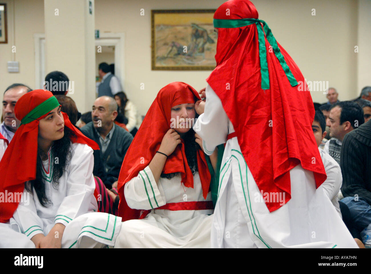 GROUP OF TURKISH ALEVI FEMALE BE PREPARED FOR THE CEREMONY CALLED 'SEMAH' Stock Photo