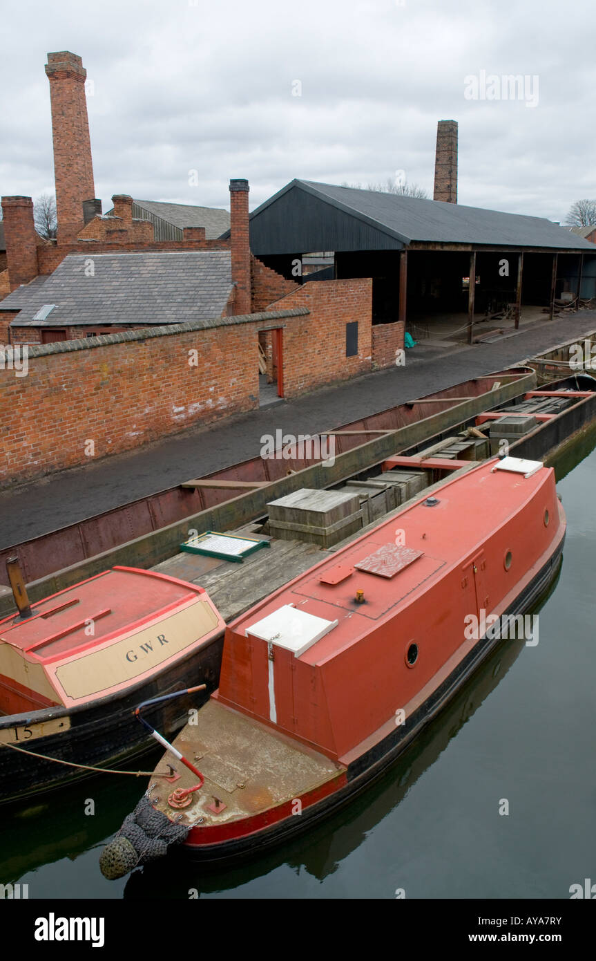 Narrow boats and rolling mill at the Black Country Museum Dudley West
