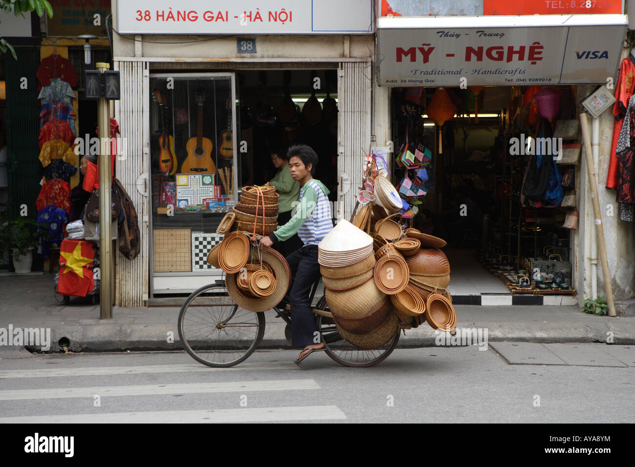 Traditional Basket Seller Hanoi North Vietnam Stock Photo Alamy