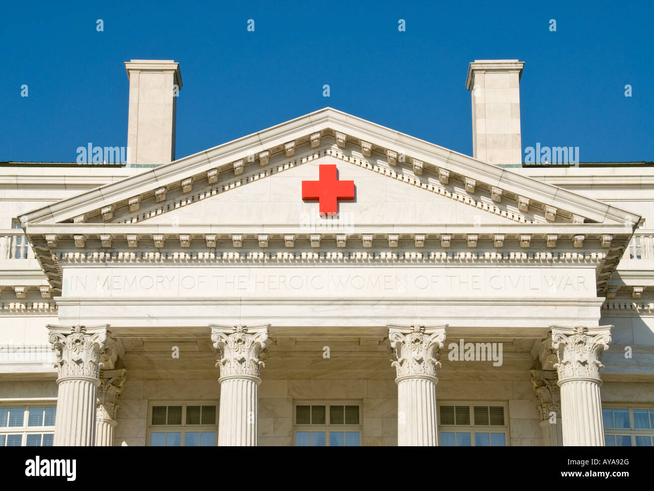 WASHINGTON DC, USA - Historic headquarters of the humanitarian organization American National Red Cross (ARC) in Washington DC, near the White House. It is the designated US affiliate of the International Federation of Red Cross and Red Crescent Societies and the United States movement to the International Red Cross and Red Crescent Movement. Stock Photo