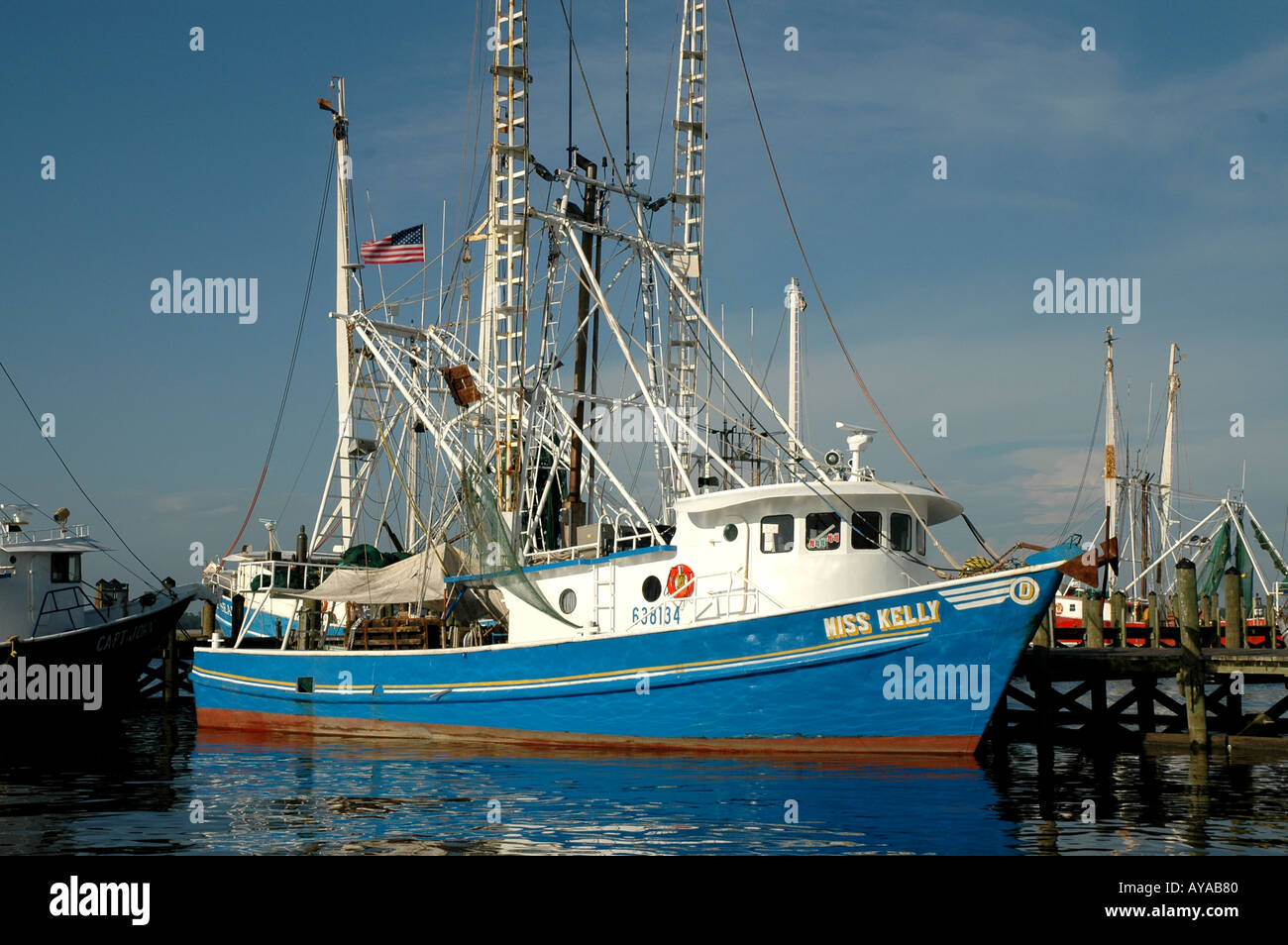 Biloxi MS Mississippi Shrimp Trawler commercial shrimping boat Stock