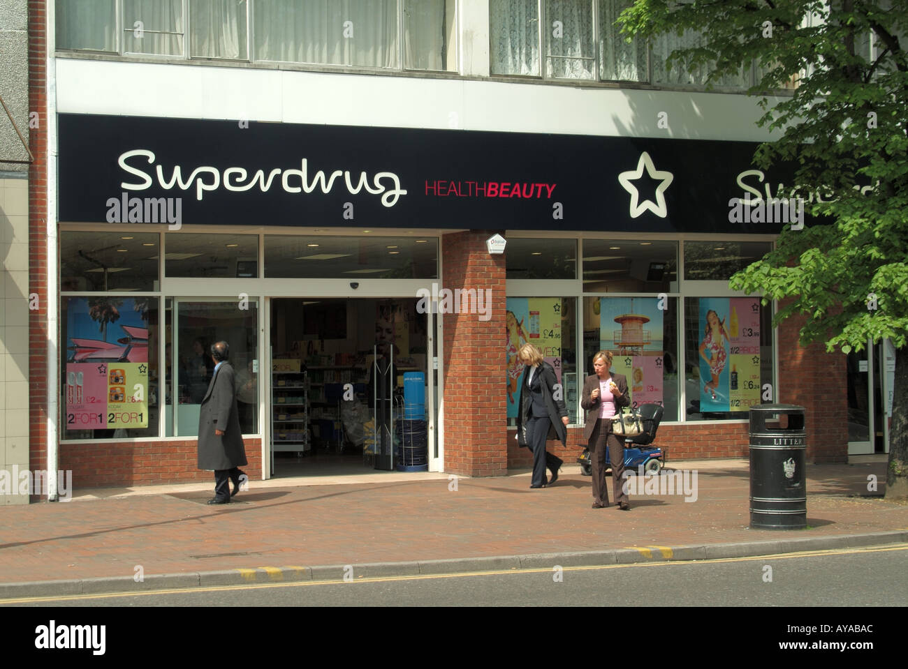 Superdrug store shop front in typical High Street Stock Photo