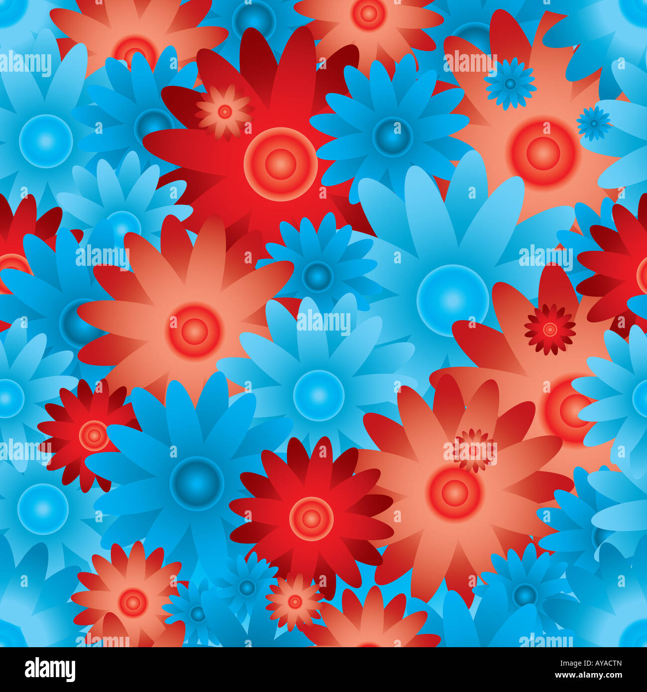 floral inspired red and blue seamless background with no join Stock ...
