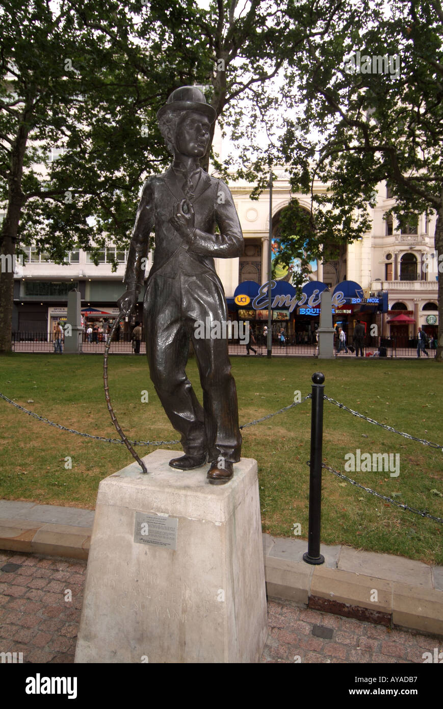 London Leicester Square statue of British born Sir Charles Spencer Chaplin Stock Photo