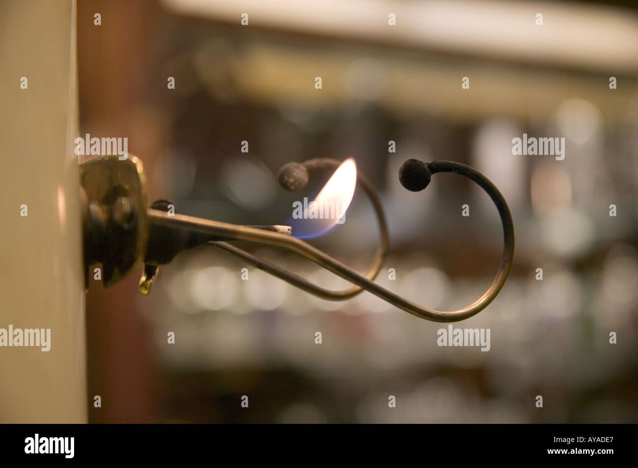 Gas flame on The Electrolier a cigar lighting implement made in Italy