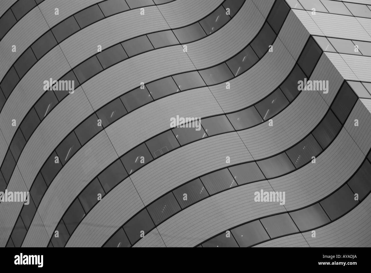 Asia Tokyo Japan Detail of curved building exterior New Yurakucho Building in Ginza District Stock Photo