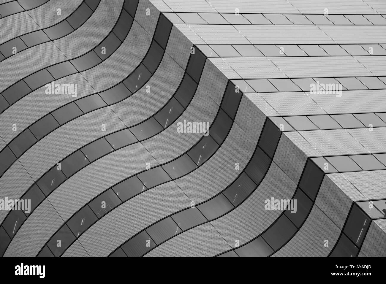 Asia Tokyo Japan Detail of curved building exterior New Yurakucho Building in Ginza District Stock Photo