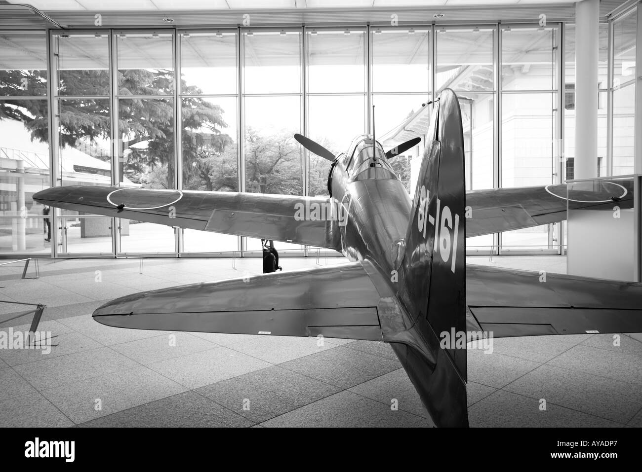 Asia Tokyo Japan Restored Zero fighter plane inside museum at Yasukuni Shrine a memorial to the Japanese dead in WW II Stock Photo