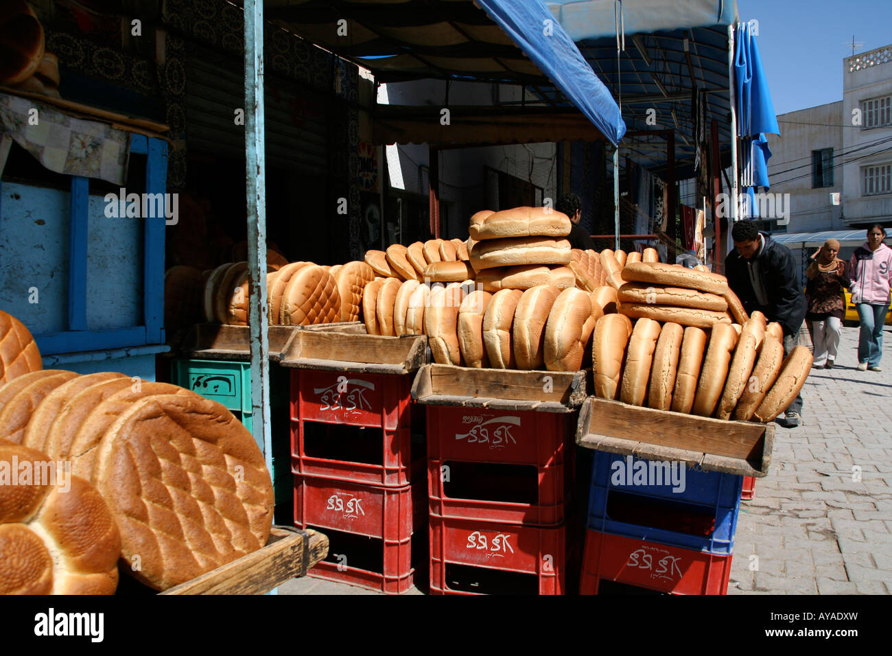 Street scene outside a bakery in Sousse, Tunisia, North Africa Stock Photo