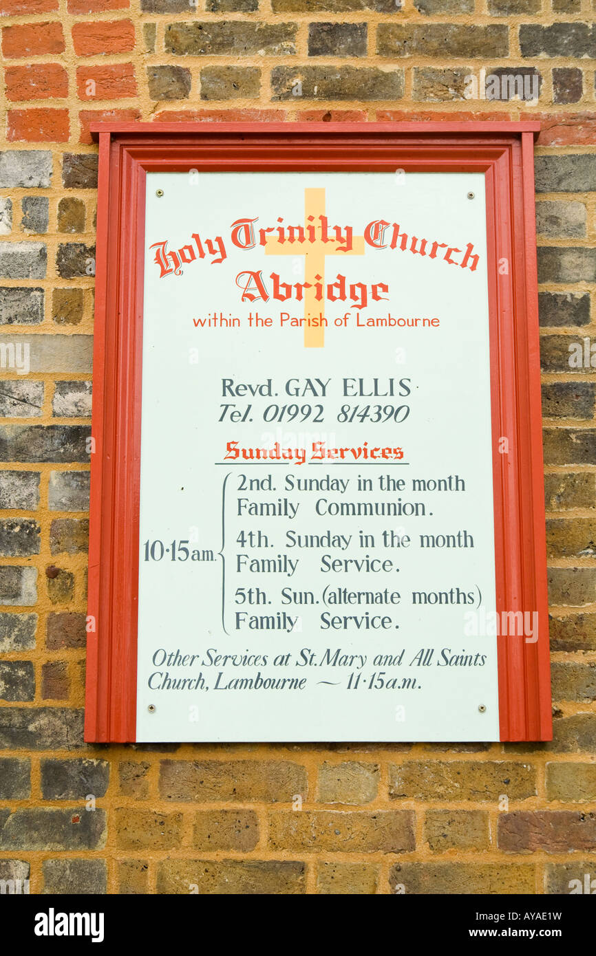 Notice board holy trinity church abridge hi-res stock photography and