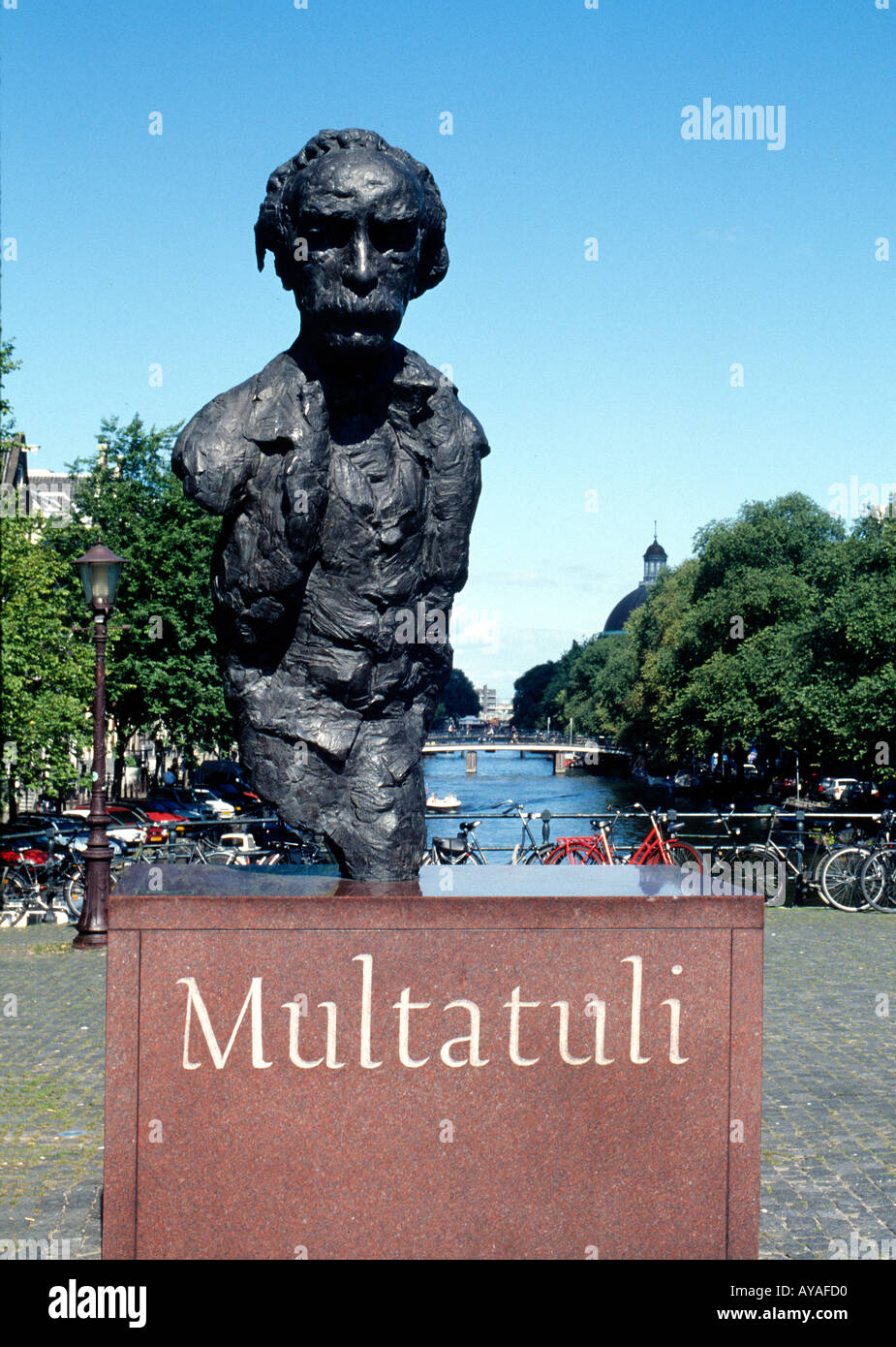 Bust of Multatuli . A famous Dutch author who wrote books about the