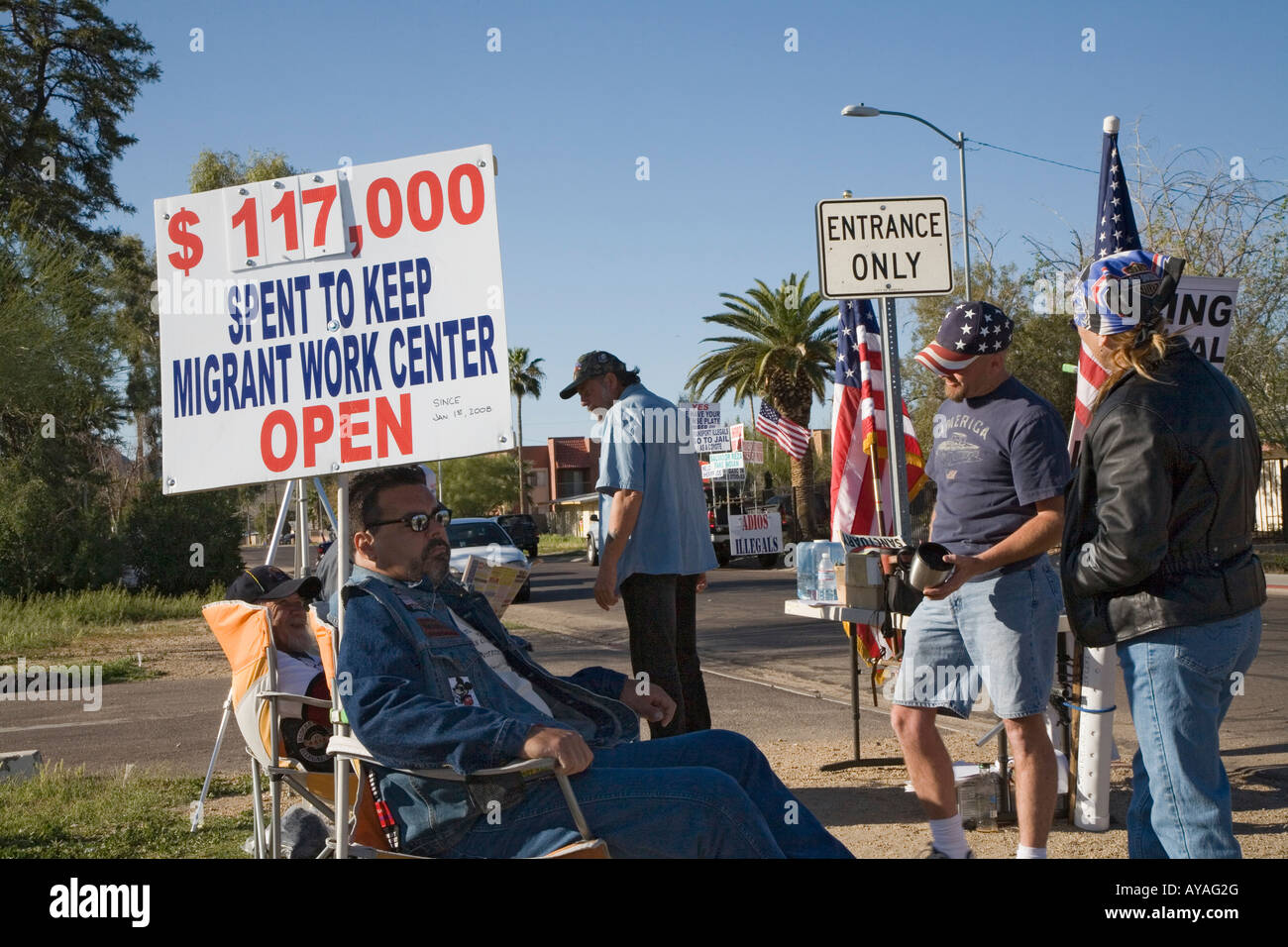 Anti immigration activists picket day labor hires stock photography and images Alamy