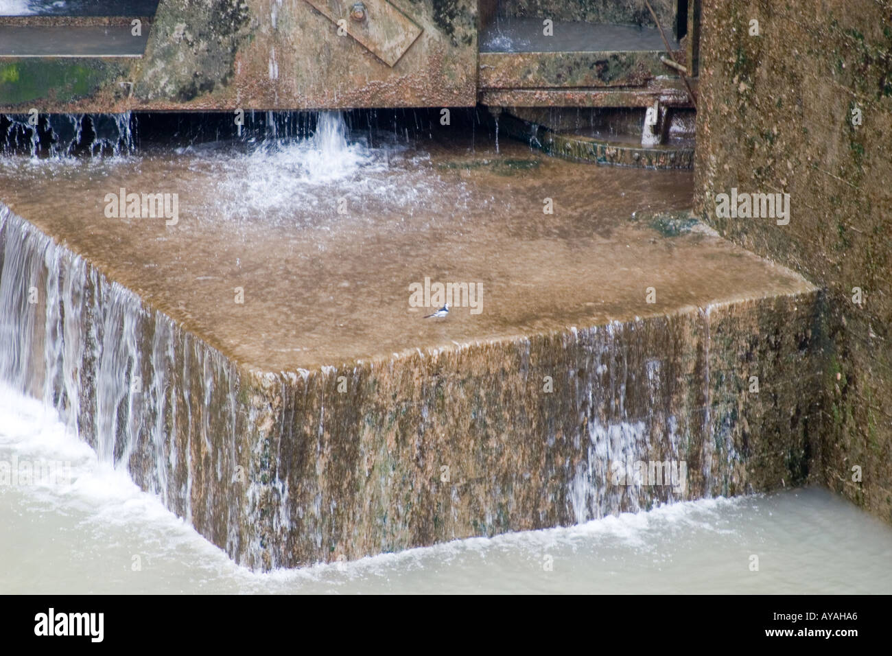 Water dripping off the closed gates of a Gezhouba Dam  ship lock on the Yangtze river near Shanghai China Stock Photo