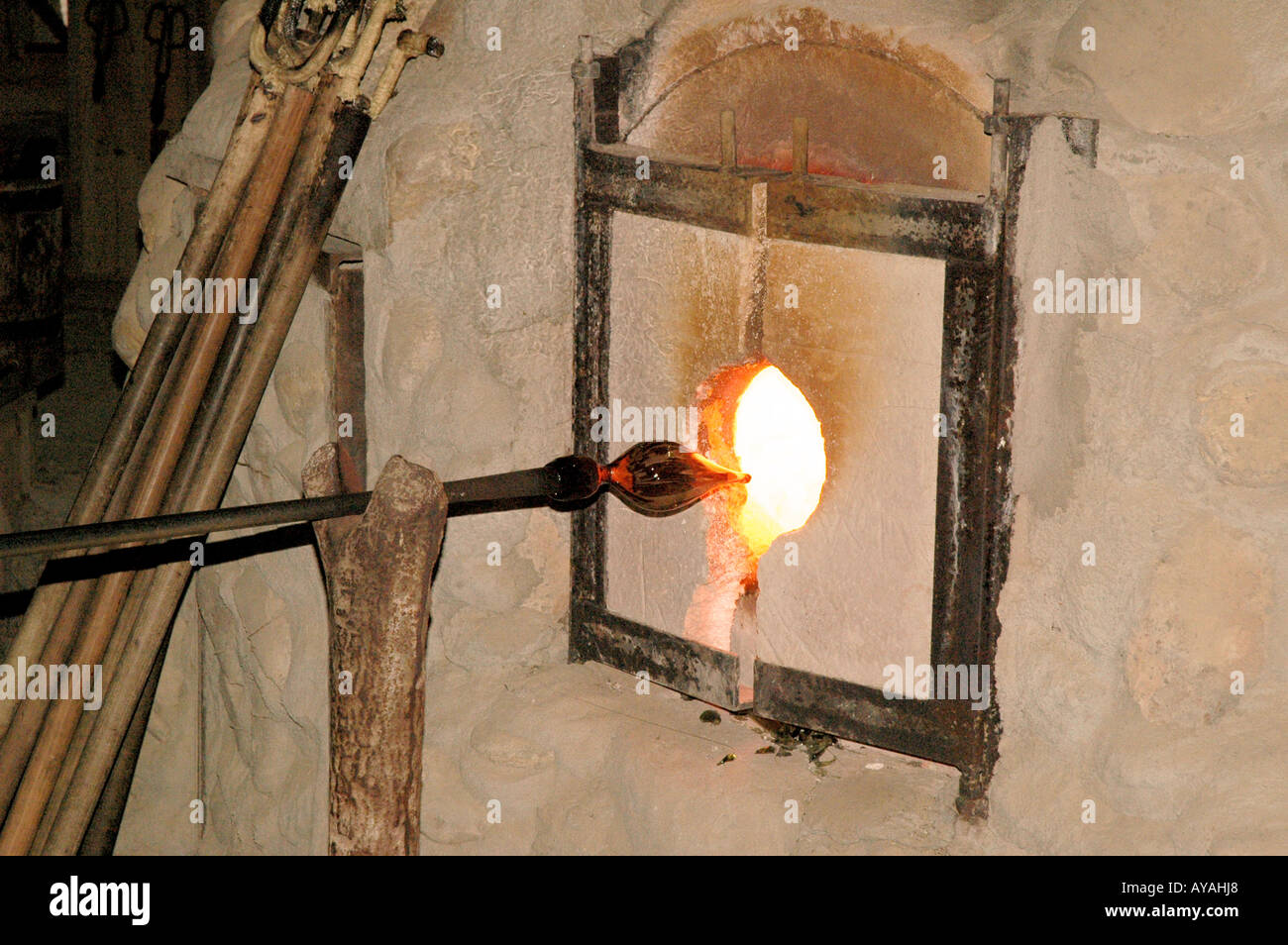 Historic Jamestown landing Original Settlement glasshouse oven used for glass blowing Stock Photo