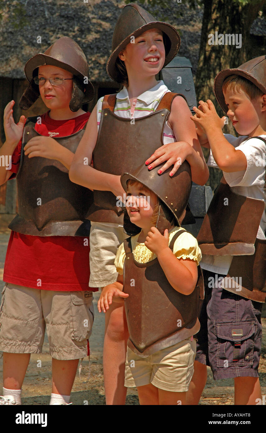 Jamestown Settlement fort james children in costume Stock Photo Alamy