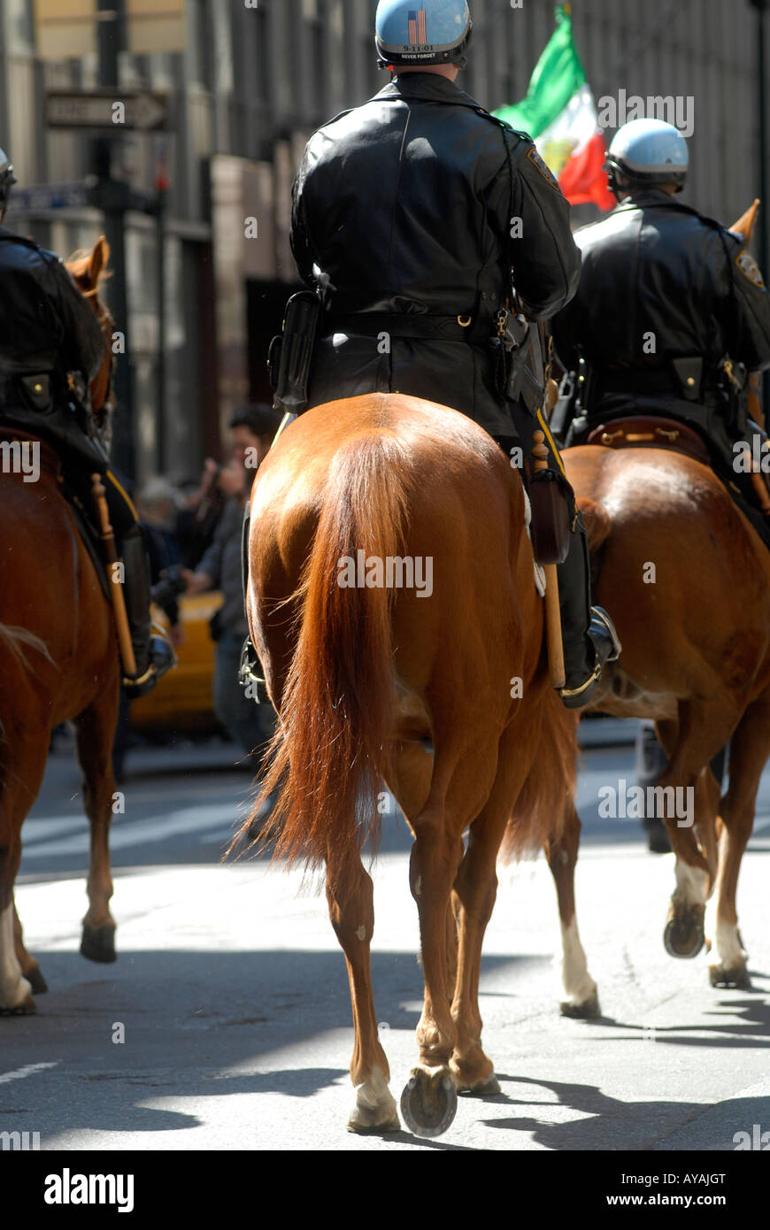 Mounted NYPD officers march in a parade in NYC Stock Photo - Alamy